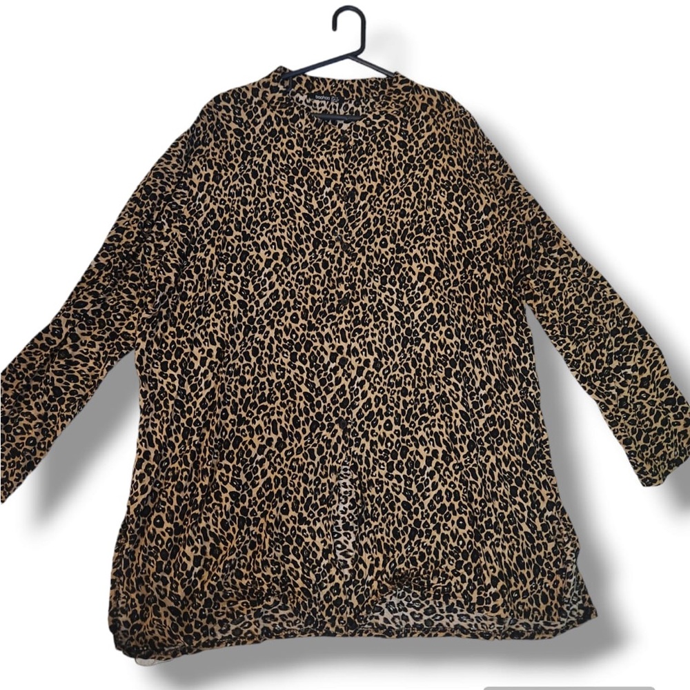 Leopard print button-down blouse